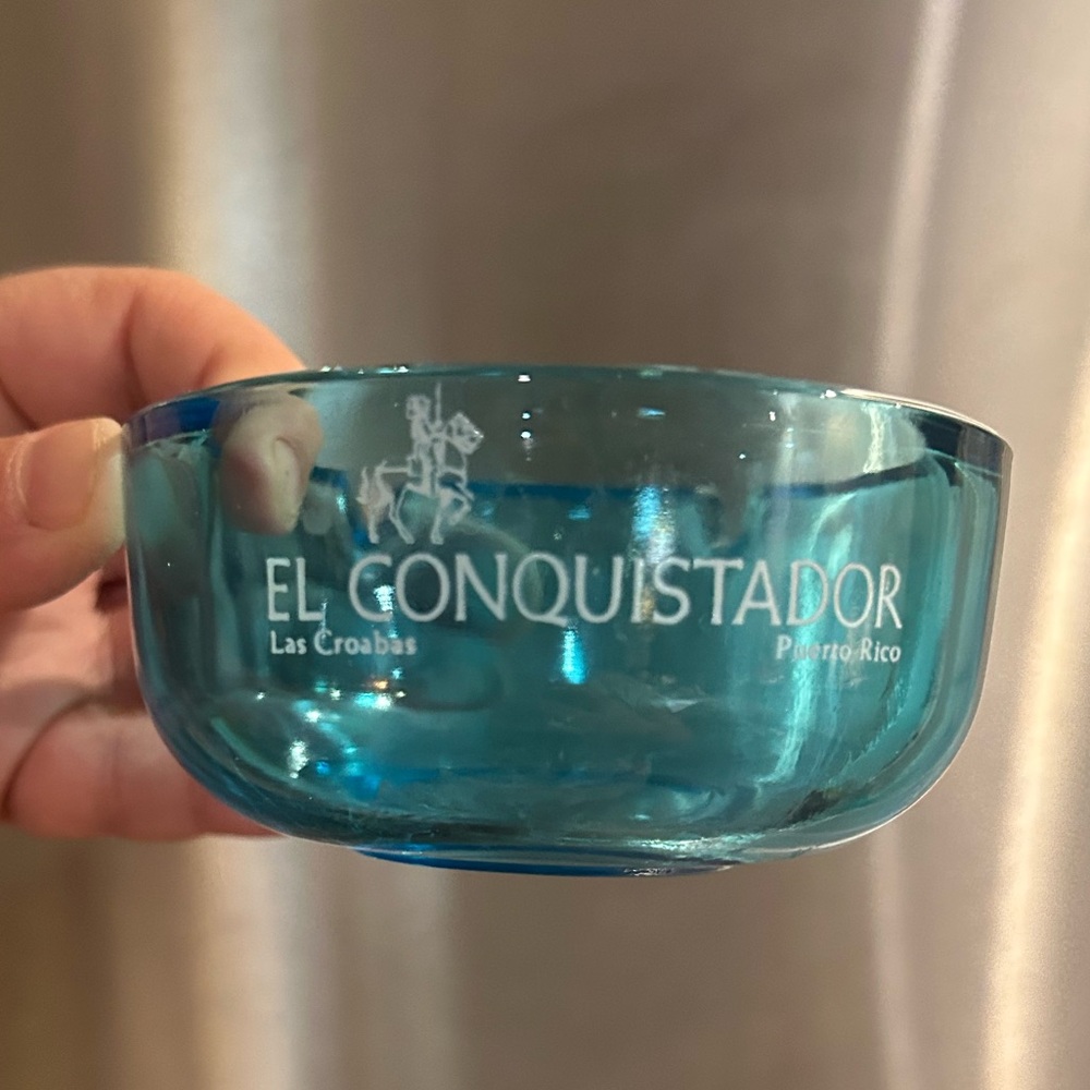 El Conquistador Blue Glass Bowl Ashtray